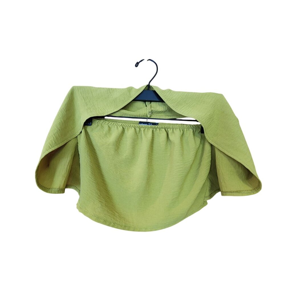 Boohoo Womens Lime Green Off-Shoulder Crop Top Size 4